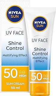 NIVEA SUN UV Face Shine Control SPF50 (50ml), Face Sun Cream, UV Face Cream, Moisturising Cream with SPF50 for Daily Use, Sunscreen for Immediate UVA/UVB Protection
