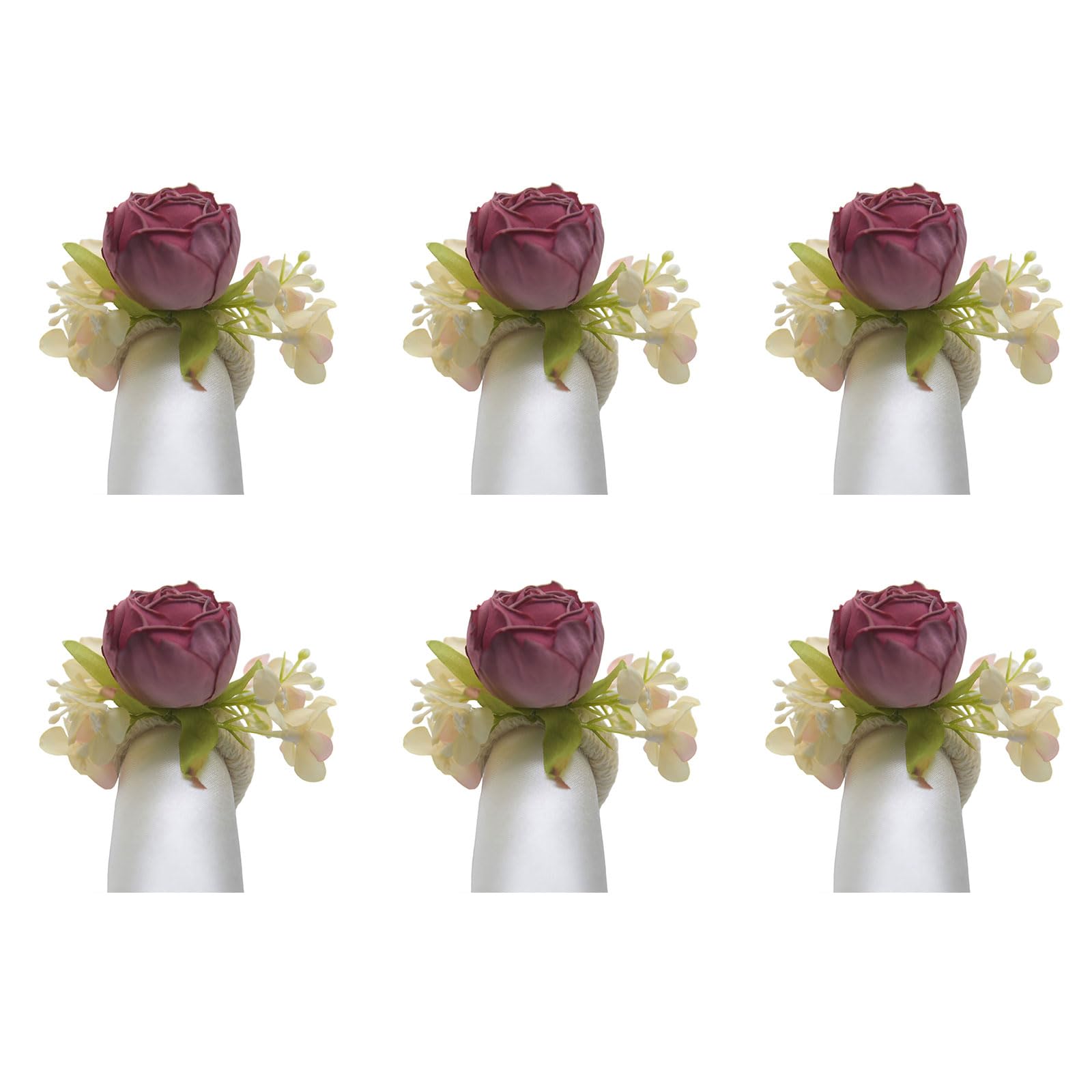 Of 6 Elegant Napkin Rings Artificial Flower Napkin Holder Elegant Table Adornment for Banquets and Gatherings Wedding Table Decorations