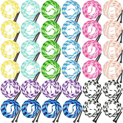Junkin 36 Pack Jump Rope for Kids 9.2 Feet Segmented Soft Beaded Skipping Jump Rope Adjustable for Kids Women Men Exercise Training Workout Weight Loss, 9 Colors