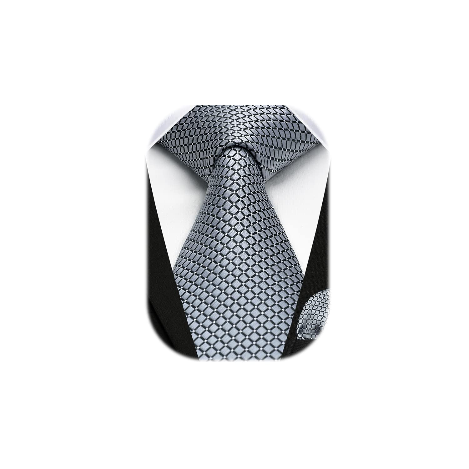 HISDERNPlaid Ties for Men Checked Necktie And Handkerchief Set for Wedding formal Business