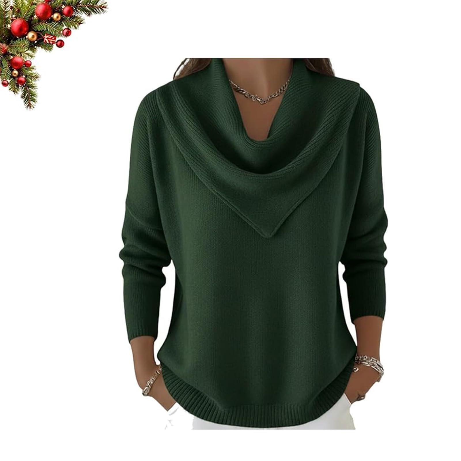 Elegant Retro Soft Triangle Neck Solid Color Sweater Top Womens Winter Solid Color Knitted Triangle Neck Sweater