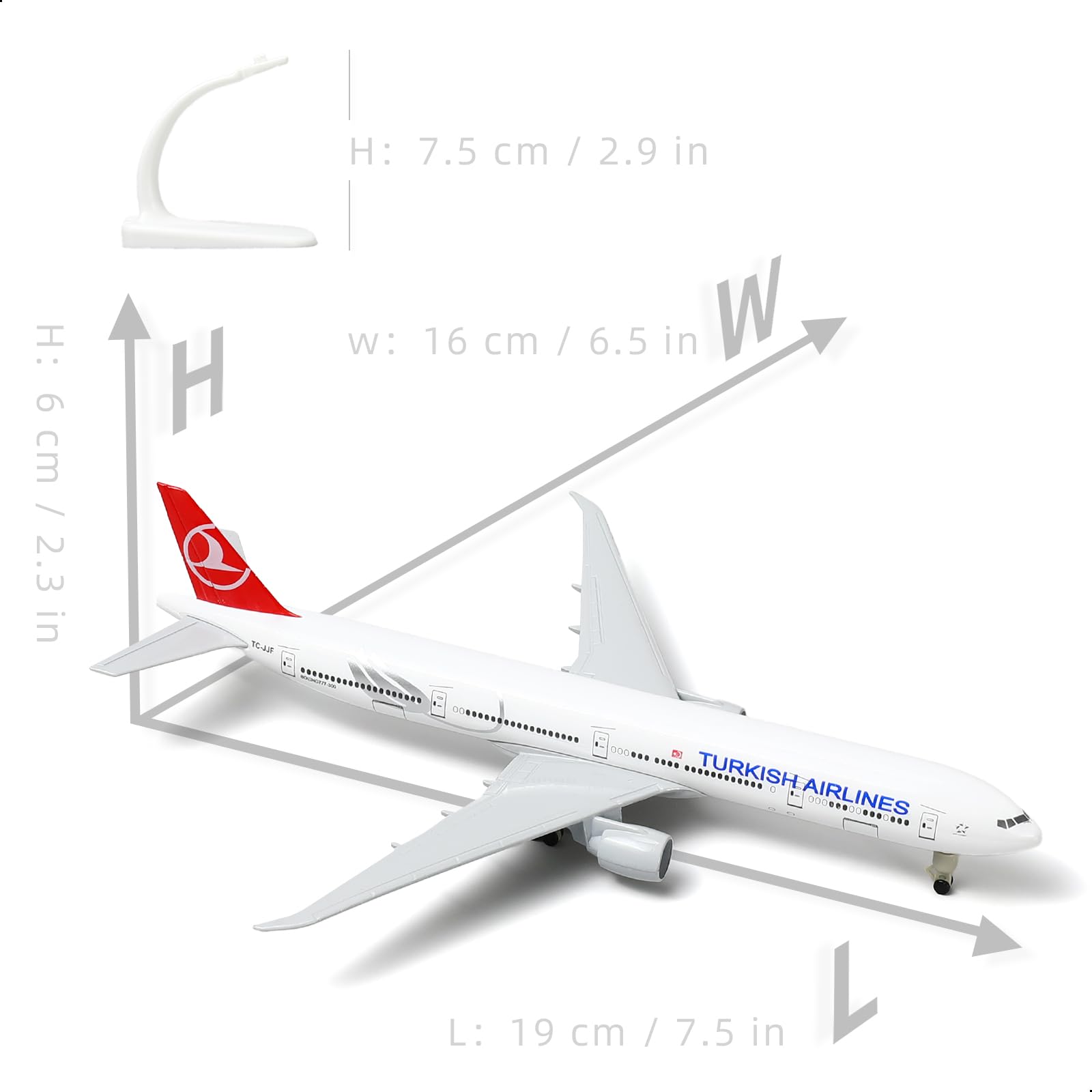 QIYUMOKE Boeing 777 Turkish Airlines 1/300 Diecast Metal Airplane