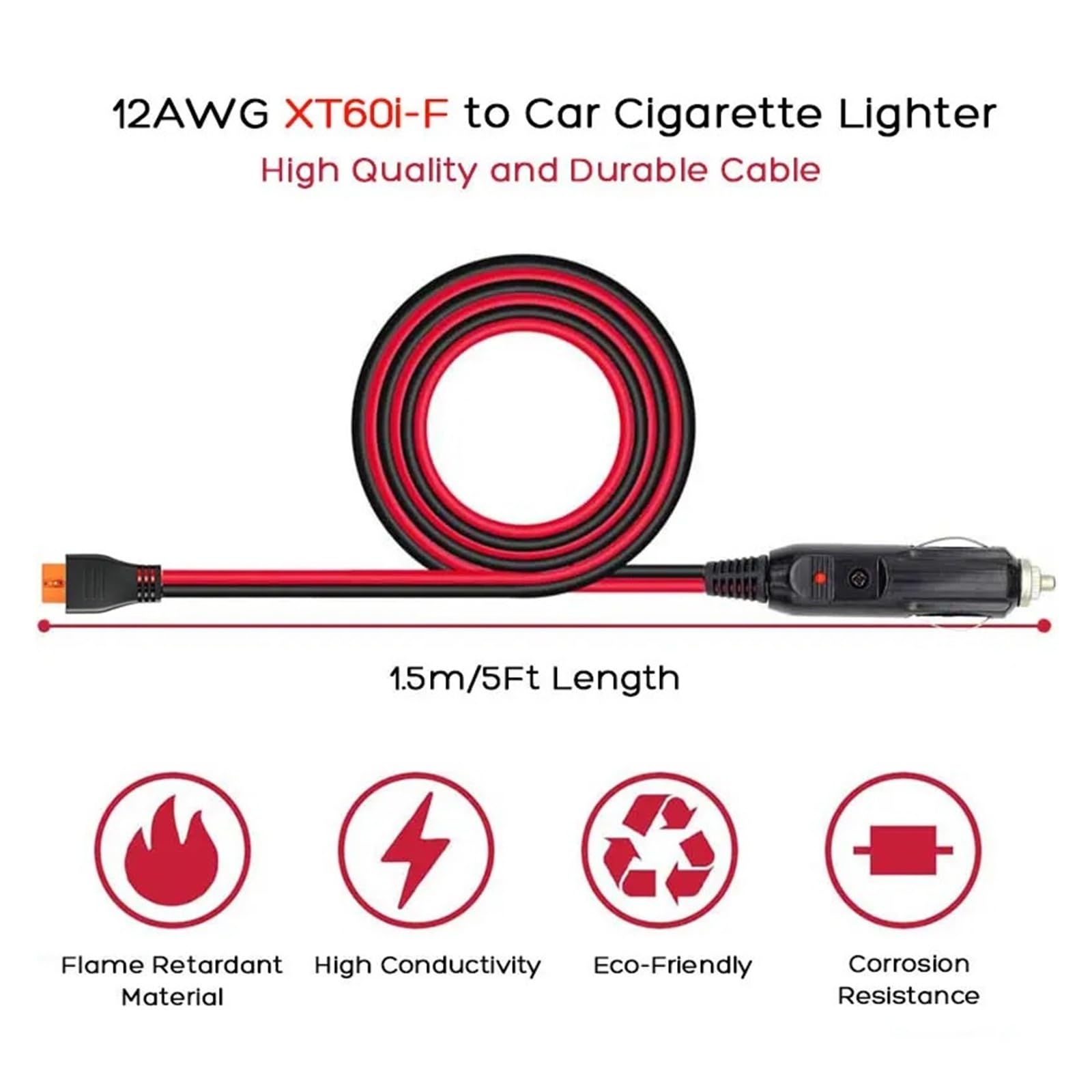 12AWG XT60i kabel do ładowania samochodu 12 V 24 V do EcoFlow do Delta River