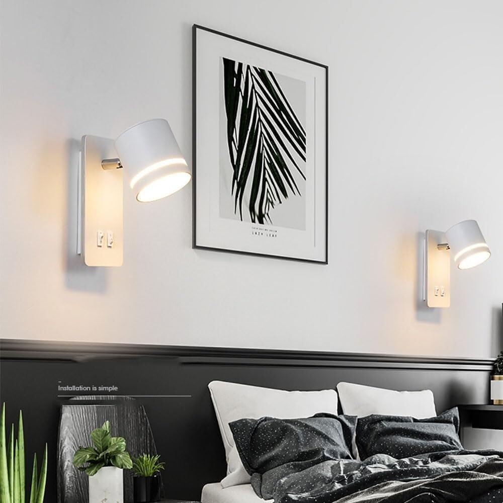 Genérico Apliques de pared ajustables con interruptor Luces de pared de lectura LED compatibles con ., lámpara de pared nocturna con retroiluminación Lámparas de lectura de libros,araña de cristal