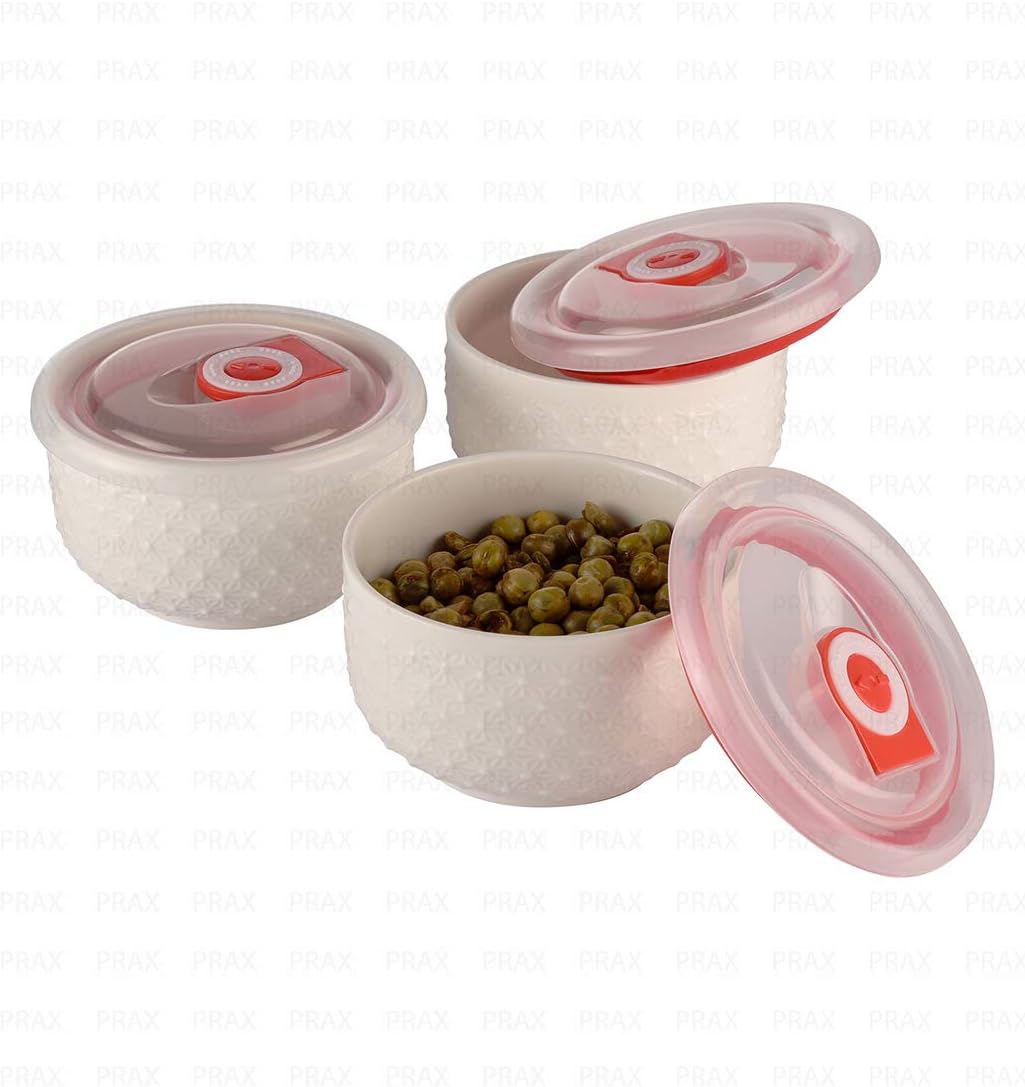 PRAX ceramic airtight bowl (set of3) 3.5 inch each with (equal size)