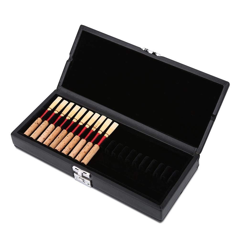 Vgeby Black Reed Case, Oboe Case, 2 Layers Storage Box For 40 Pieces Oboe Reeds With Wooden + Pu Leather Cover Performance Accessory Musical Instrument Accessories