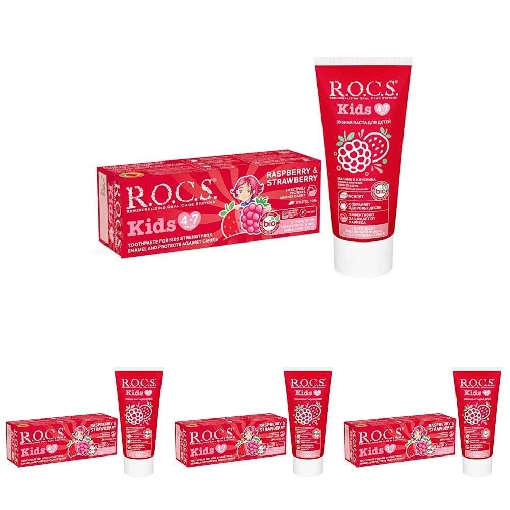 R.O.C.S. ROCS KIDS 4-7 YAŞ AHUDUDU ÇİLEK TADINDA DİŞ MACUNU - 45g (4 paketi)