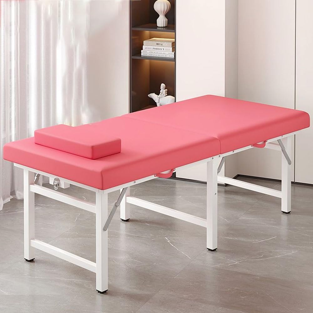 SHGCLKD Folding Massage Table with Headrest, Lightweight Spa Bed for Therapists, Portable Facial and Therapy Table for Salon, Tattoo, Acupuncture Use(Pink,180x60cm-70.9x23.6in)