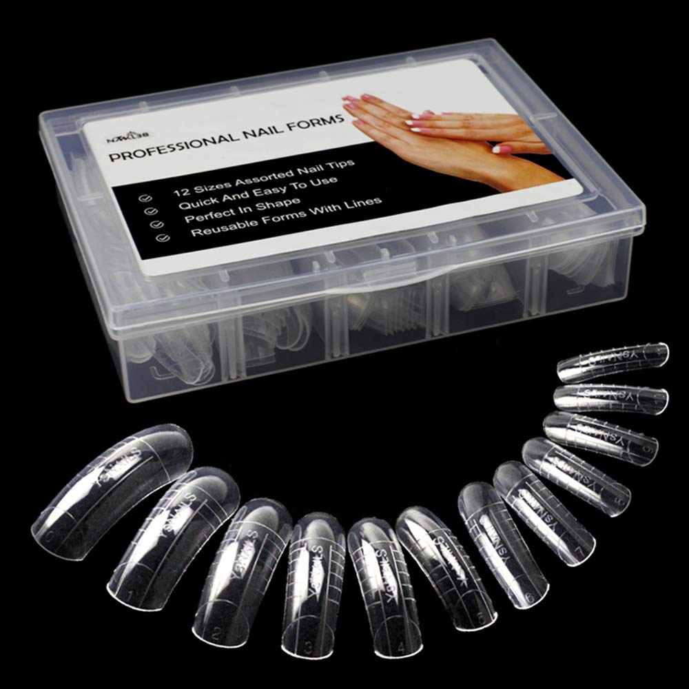 Amazon.com: NMKL38 120PCS/Box Full Cover Clear Dual Forms Nail System UV  Gel Acrylic Nail Mold Artificial Nail Tips with Scale 12 Size : Beauty &  Personal Care