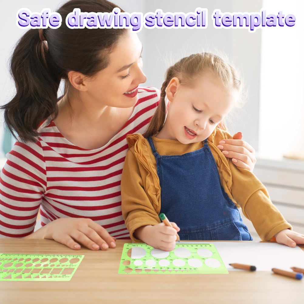 2 Stuks Cirkelmes Technische Tekening Van Het Model Van De Cirkel Tekenmodel Multifunctionele Tekenliniaal Geometrische Liniaal Voor Schoolgebouwen