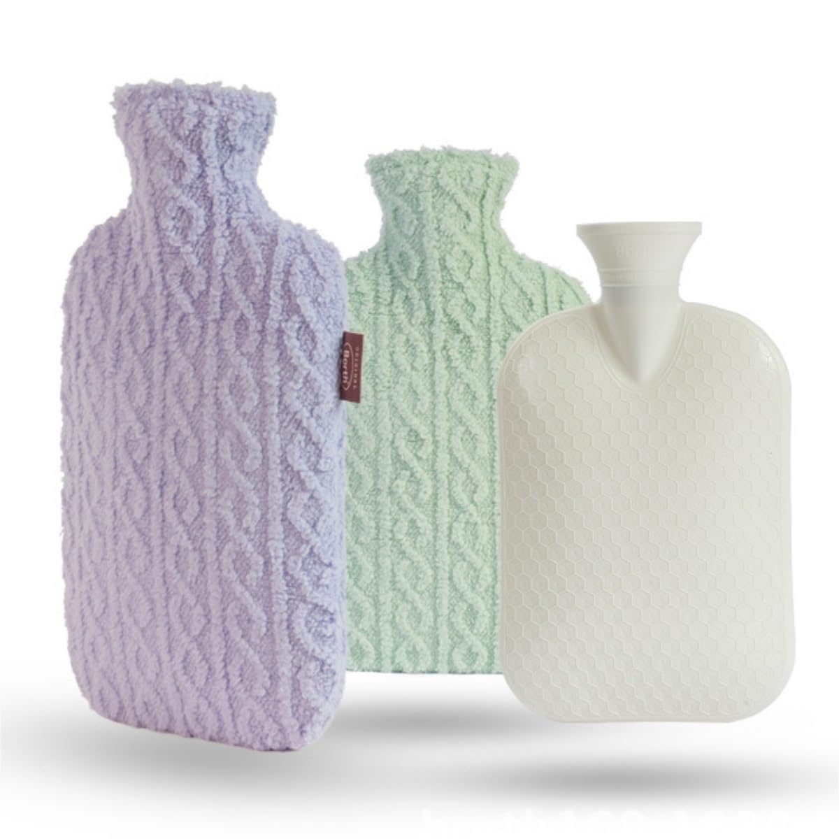 Bolsa Agua Caliente Bolsa De Agua Caliente Goma Felpa, Manos Calientes, Cintura, Botella PVC Térmica(Grün,19x28cm)