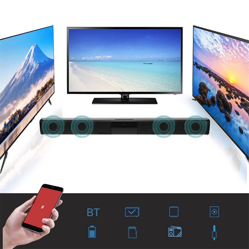 Barra de sonido portátil multifunción familiar 3D estéreo envolvente BT altavoz mejora audio 4 altavoces