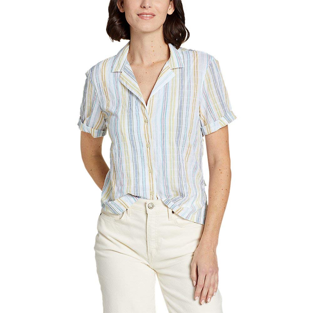 Eddie Bauer Women's Packable Camp Shirt, Vanilla, Medium
