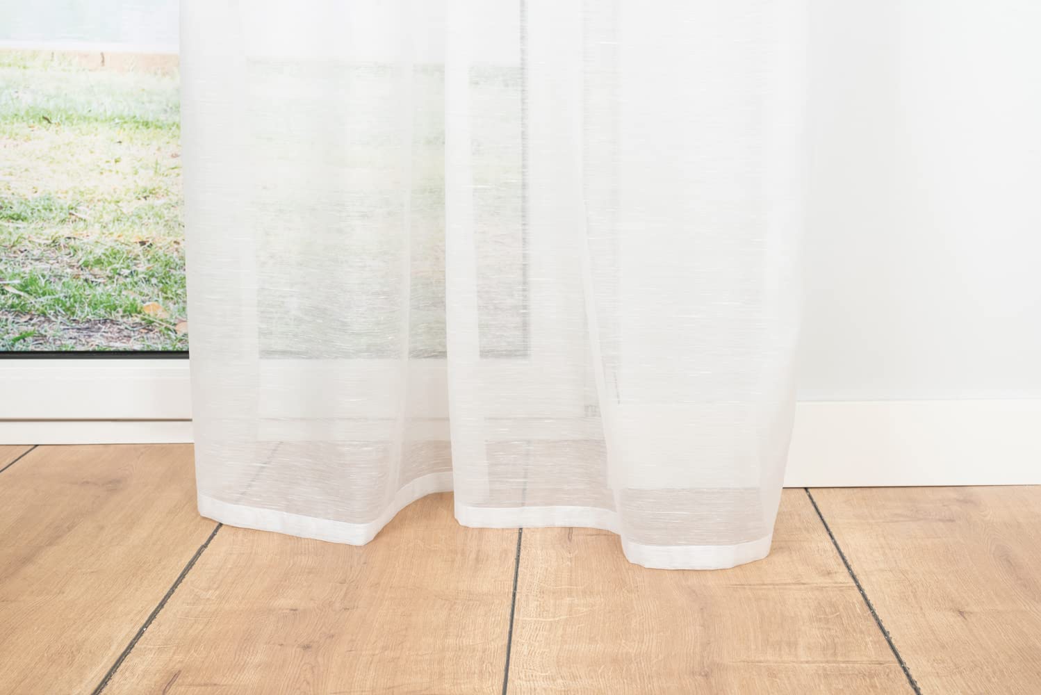 Schlaufenvorhang transparent einfarbig Soft 1er-Set Vorhang Gardine Schlaufenschal aus 100% Polyester inklusive Stangendurchzug und Kräuselband Weiß 135x245 cm
