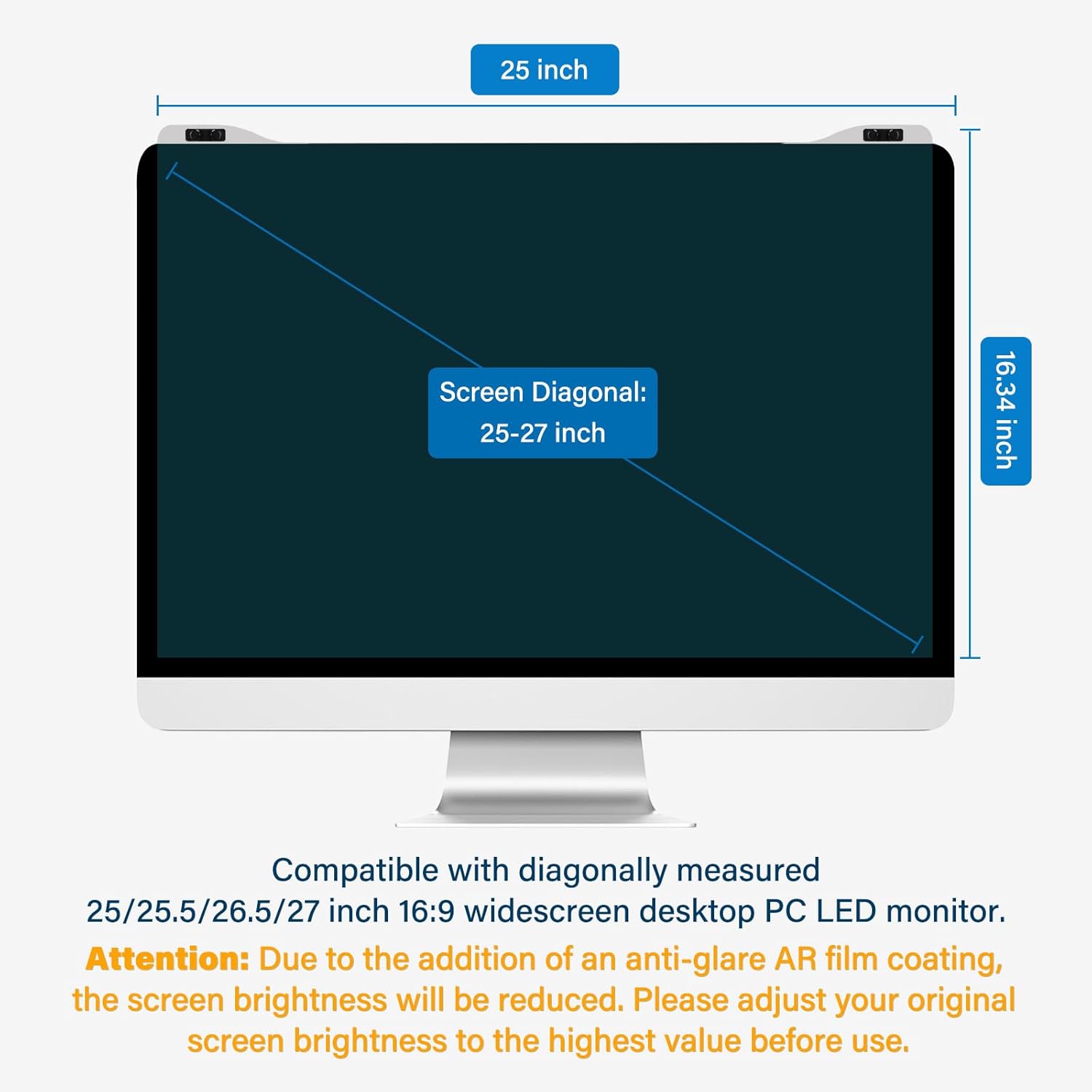 MOSISO 25-27 inch Computer Blue Light Blocking Screen Protector AR Anti Glare Eye Protection Filter Film for Diagonal 25,25.5,26.5,27 inch 16:9 Widescreen Desktop PC LED Monitor(25x16.34 inch/LxW)