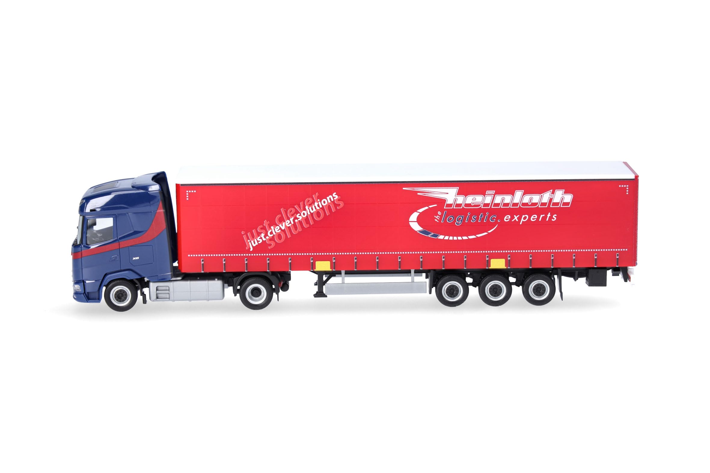 Herpa LKW Modell DAF XG Gardinenplanen-Sattelzug Heinloth, Miniatur im Maßstab 1:87, Sammlerstück, Made in Germany, Kunststoff