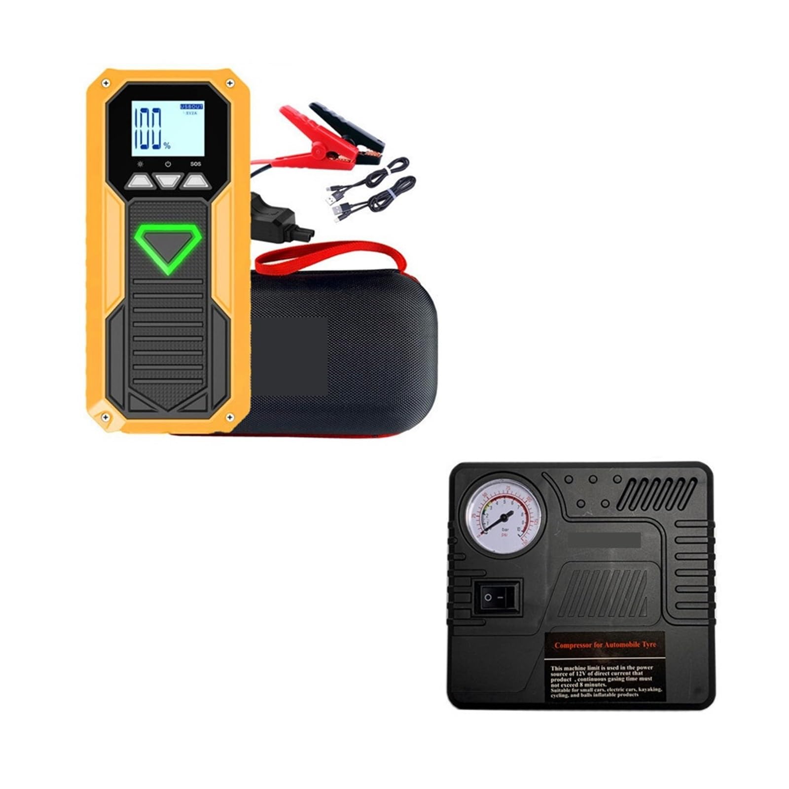 Wielofunkcyjne Urządzenie Do Uruchamiania Awaryjnego Samochodu Power Bank Portable 12V 600A Peak Car Charger Car Truck Battery Booster Szybkie I Wydajne łAdowanie(E18 And Air pump)