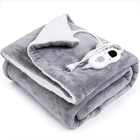 windrio Electric Blanket with Adjustable Heat Settings, Soft Fleece Heated Throw Blanket, Auto Shut-Off and Fast Heating, Ideal for Home Use Cover