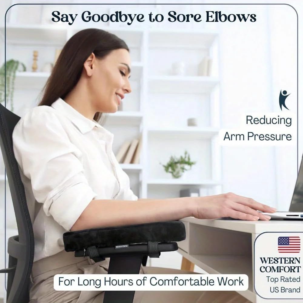 Memory Foam Armrest Cushion Office Chair - Elbow Support Relief - Universal Desk Chair Cover