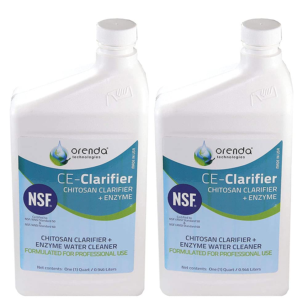 Orenda Technologies CE Clarifier, Chitosan Plus Enzyme, All Natural Swimming Pool Cleaner,1 Quart - 2 Pack