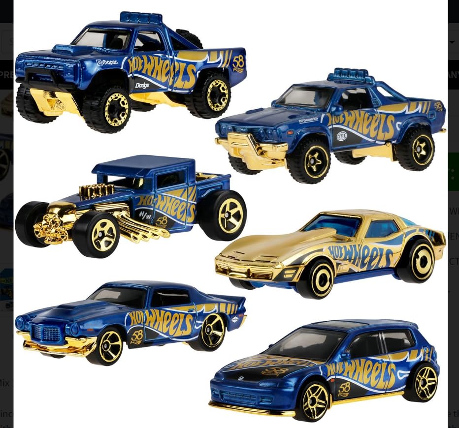 Hot Wheels 56th Anniversary Pearl & Chrome Set de 6 Coches miniatura 1