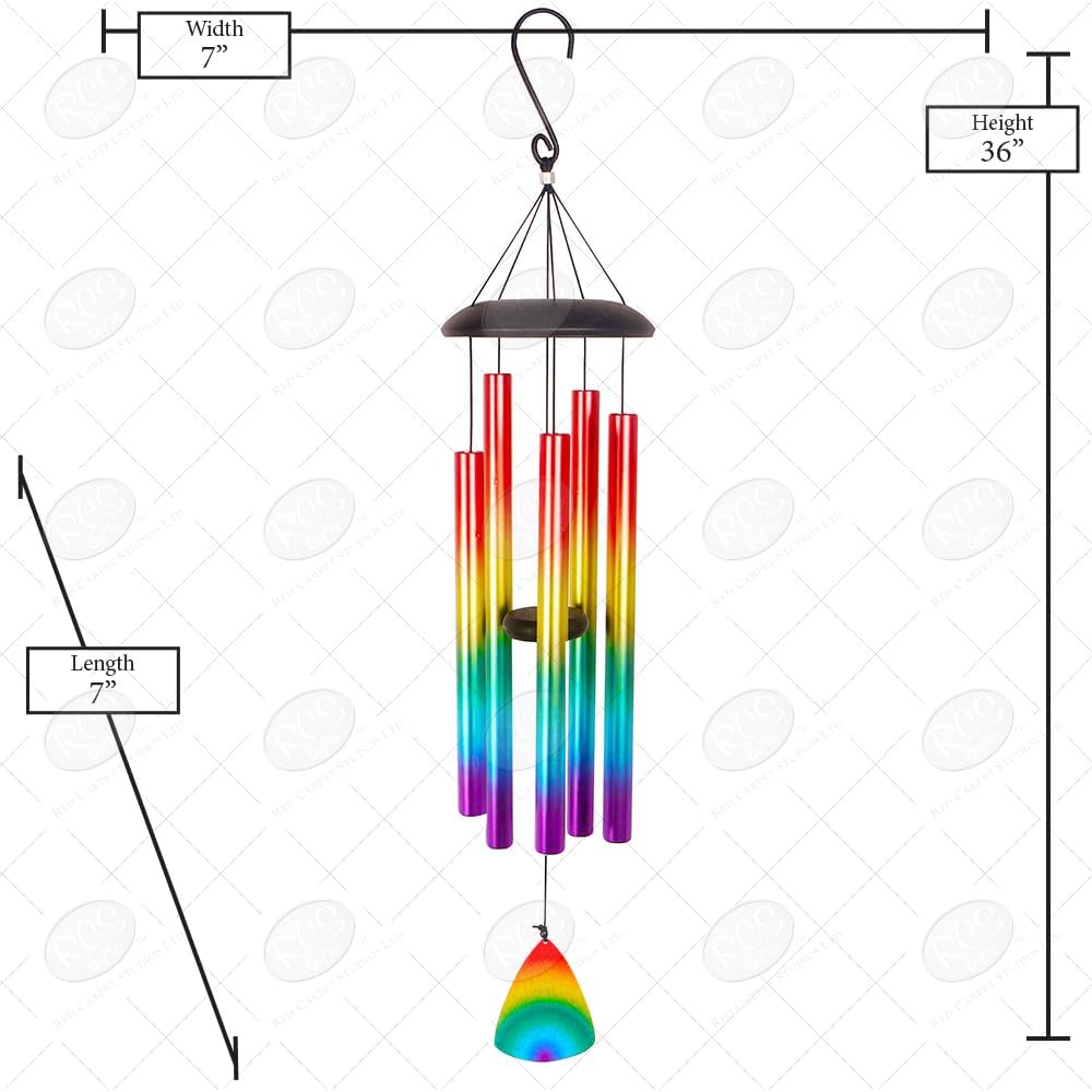 Red Carpet Studios Windchimes Printed UV Wind Chime, 36" Long, Rainbow