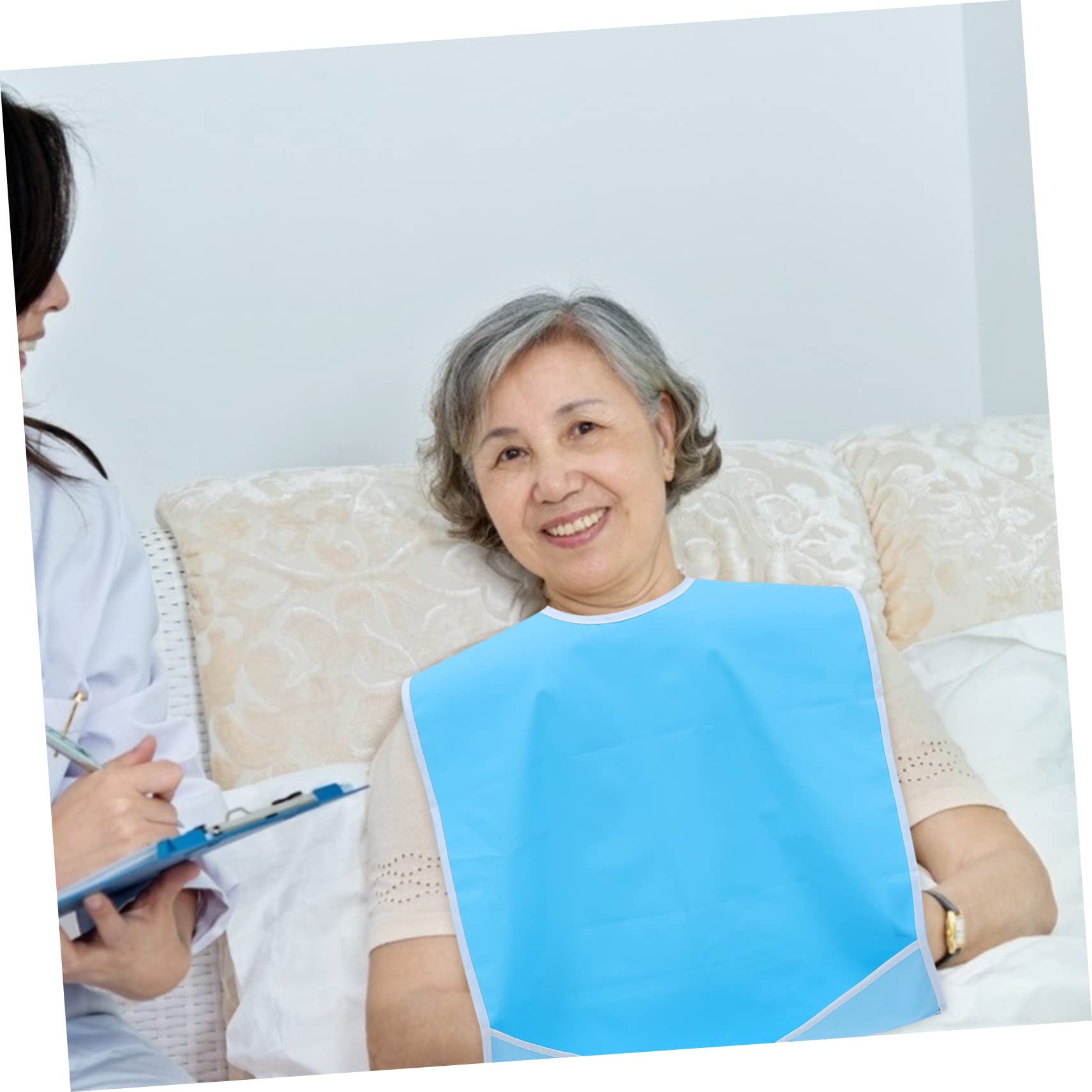 CALLARON 3 Pezzi Bavaglini per Adulti Anziani in Pvc Impermeabili Lavabili Chiusura a Strappo Protezione Vestiti e Anti-deformazione per Assistenza Quotidiana Colore Casuale