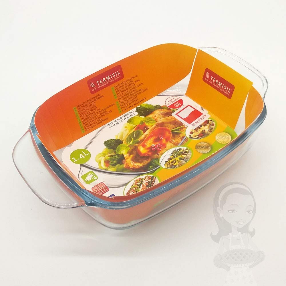 Termisil, Glass Ovenware Rectangular, 1.4L,borosilicate (heat-resistant) glass, suitable for Gas Cooker, Electrical and oven.