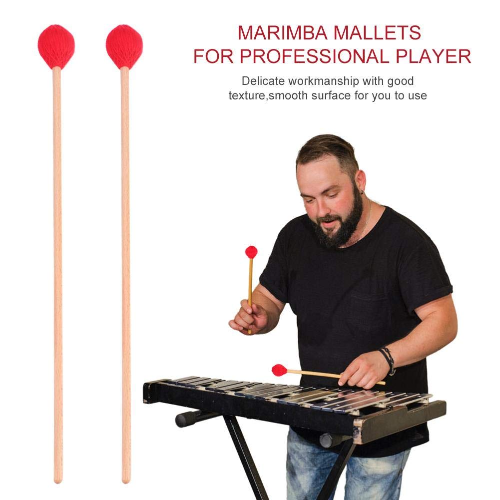 Paire de mailllets de Marimba en Bois, tête en Fil Rouge, Durable pour Percussion à claviers