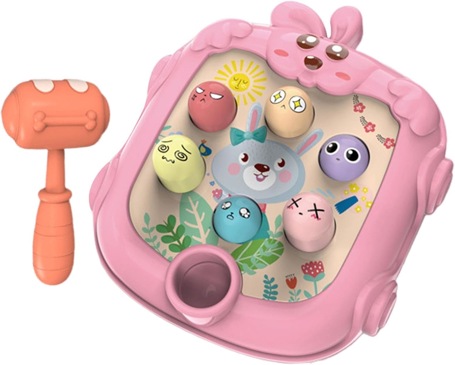 BeFunky Whack Game Mole - Interactive Fidget Toy and Game for Toddler | Cartoon Bunny Design Hammering and Pounding Toys with Hammer (Pink) - Image 6 thumbnail