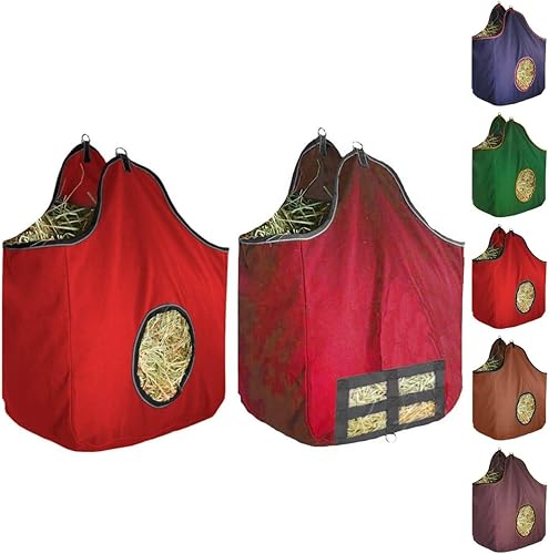 Derby Originals Bolsa grande de heno de caballo de lona de 24 onzas, diseño combinado de 2 caras, refuerzo ancho y 6 meses de garantía