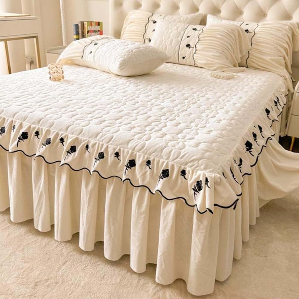 Juego de cama con volantes transpirable y de tela suave agradable para la piel