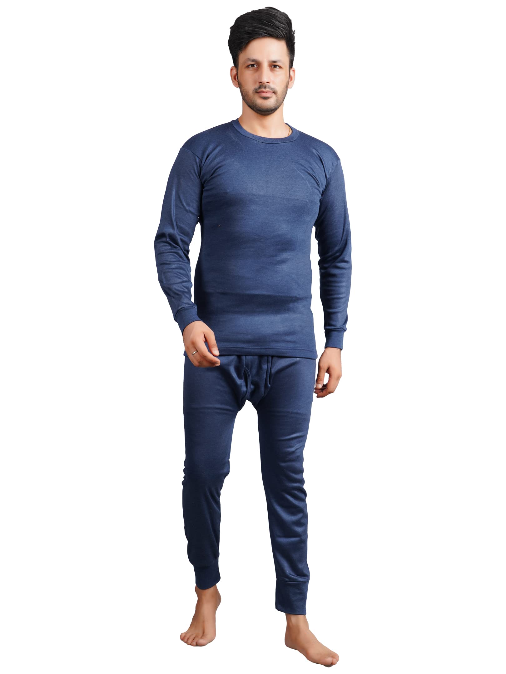 ketkar Men Winters Woolen Thermal Wear Upper Lower Inner Set, Round Neck Fleece Thermal Wear Set, Winter Body Warmer for Boy_Blue-picture-30