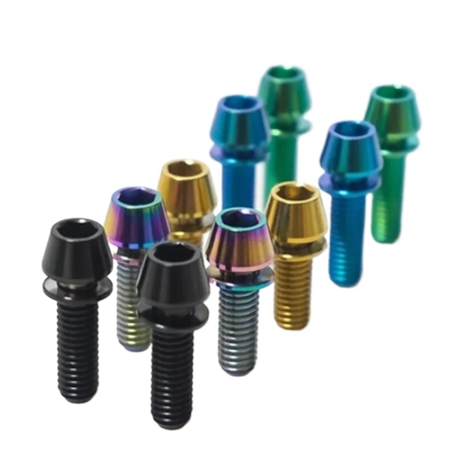 2-6 szt. śrub tytanowych M5 M6X16/18/20/25 z łbem stożkowym i podkładką uszczelniającą do mostka rowerowego(Rainbow,6pcs,M6X25mm)
