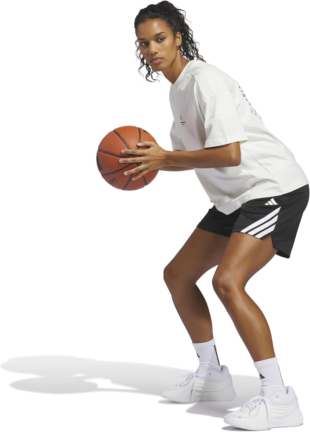 Adidas Womens 3-Stripes Basketball Shorts - Image 2