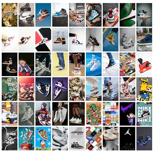 Image of MODERN GALLERY MART Pack of 54 Sneakers Wall Collage Kit Posters - 4 x 6 Inches Posters for Wall Decoration - Wall Art For Bedroom, Office, Living room, Dorm room - Glue Dots Included
