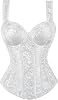 Womens Gothic Shoulder Straps Tank Overbust Corset Halter Bustiers Top Plus Size Lingerie