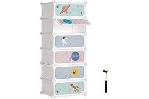 SONGMICS Zapatera para niñas - Organizador de 6 niveles con puertas