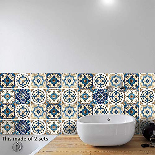 Self-Adhesive Wall Tile Decals, Peel And Stick Tile Stickers, Waterproof Backsplash Stickers For Kitchen Bathroom Decor, 6X6Inch 10Pcs, Moroccan 029 #TOP3