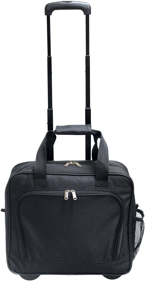 Rolling Laptop Computer Case Wheeled Trolley Bag Fits 15.4" Laptop | TSA Approved Carry On, Locking Handles Skate Wheels. Black