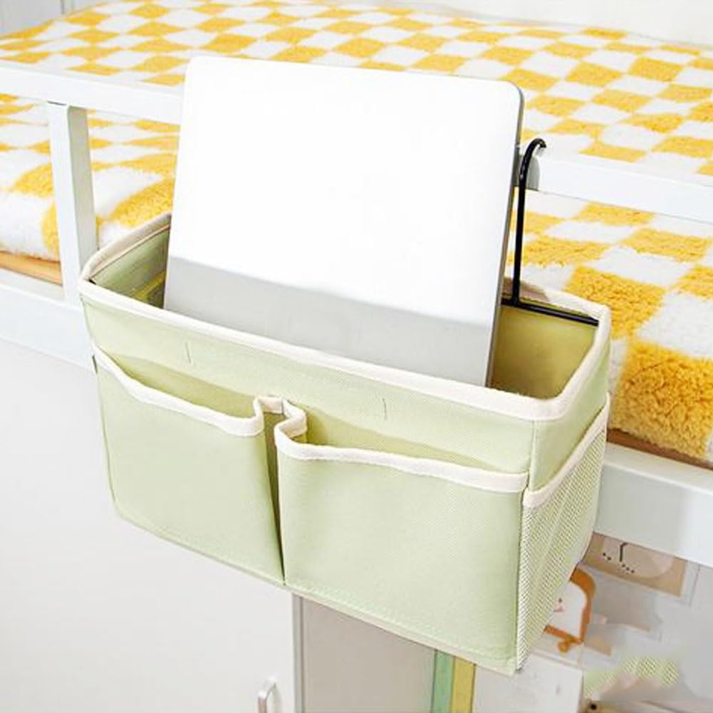 Organizador de almacenamiento para colgar al lado de la cama para revistas, libros, mandos a distancia y smartphones, ideal para barandillas de cama y sofás