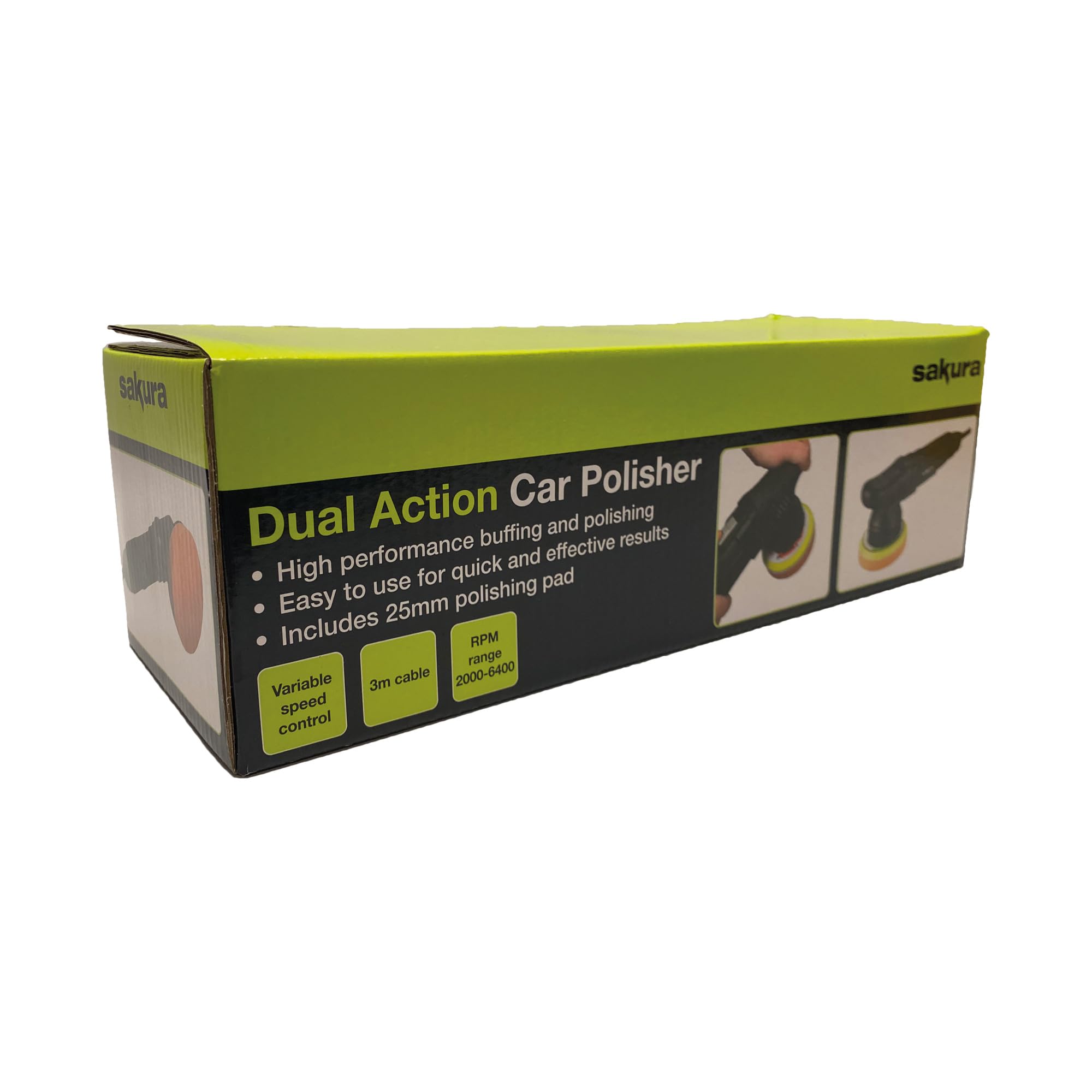 Sakura Dual Action 240V Car Polisher SS5439 - Buffing, Polishing, Variable Speed 2,000-6800 RPM, 125mm Polishing Pad, 2.8m Mains Cable