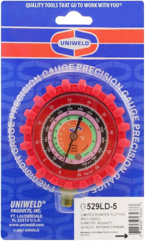 Uniweld G529LD Manifold Gauge – High-Pressure For R-410A, R-22, R-404A Refrigerants