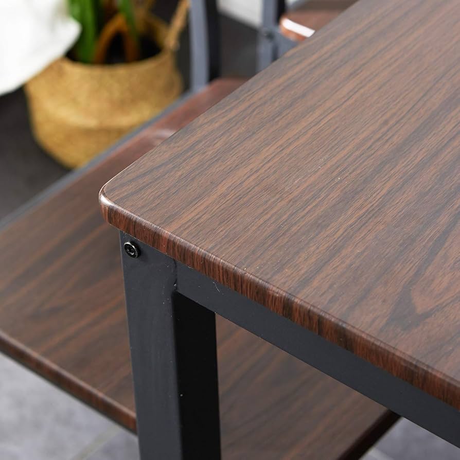 Sogesfurniture Eettafel Set - 110x70x76cm - Met 2 Stoelen En Bank - Bruin Metaal Frame