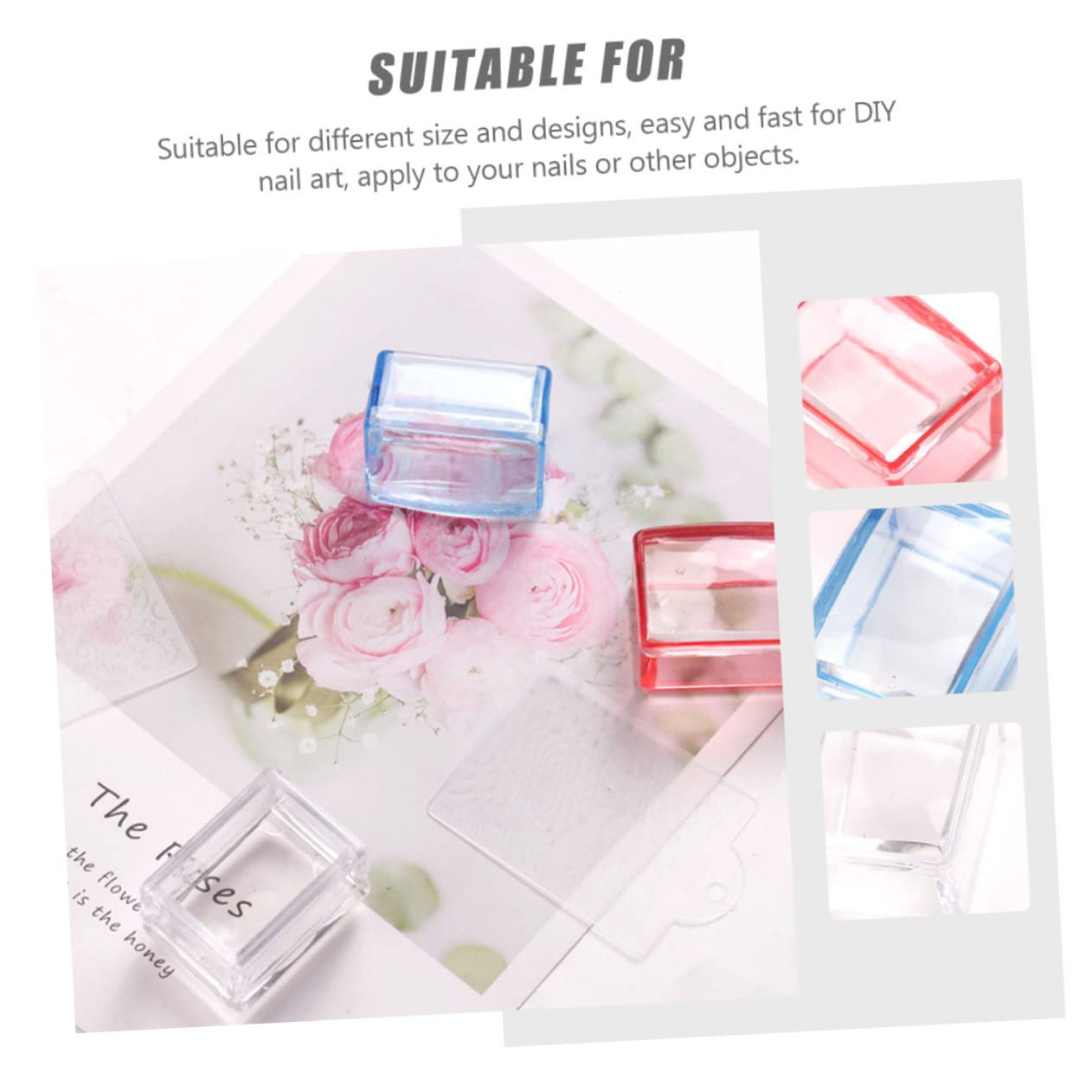 minkissy 12pezzi Stampini Per Unghie Trasparenti Kit Per Manicure Strumenti Professionali Per Decorazione Unghie Salone e Casa Colori Trasparente
