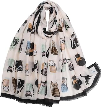 Scarves Silky Shawl Satin Scarf for Women Ladies Holiday Gift Long Scarf Lightweight Soft Sheer Cute Pet
