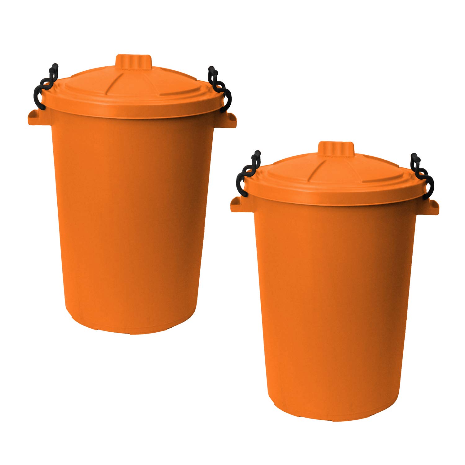 50L 50 Litre Heavy Duty Plastic Clip Lock Lid Bin - Orange, Set of 2 - for Indoor or Outdoor Use for Collection of Rubbish, Waste or Storage of Animal Feed. โ image 1