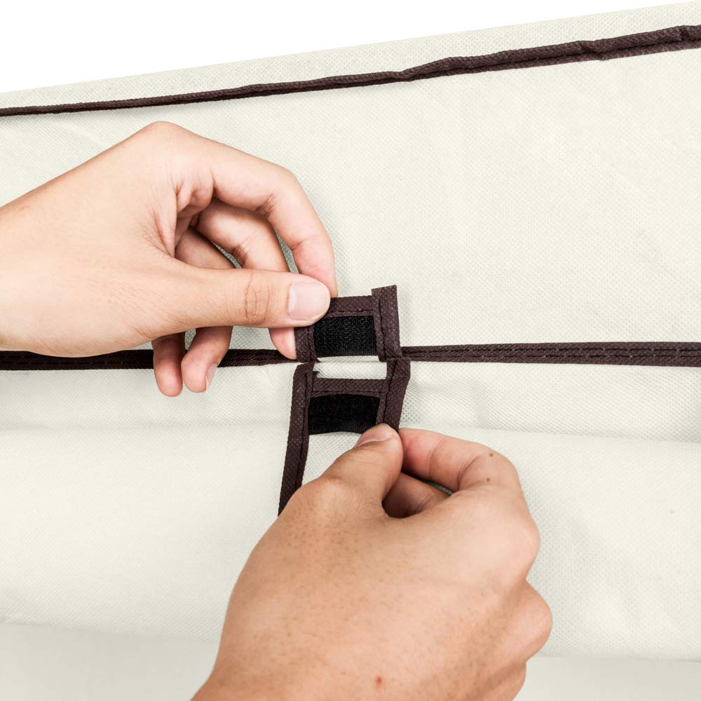 Bonnlo Armario de Tela para Ropa, Armario Portátil con Barras para Colgar, Armario Plegable, para Dormitorio, Estudio, 12 Estantes, 150 x 45 x 175 cm (Crema, 150cm-12)