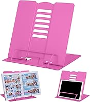 Vista 22 de MSDADA - Soporte para libros de escritorio, de metal, para lectura, soporte ajustable para libros de cocina, documentos, portátil, resistente