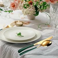 MURRI&MURRDI Besteck Set für 1 Personen, 3 Teilig Flatware Set, Tragbar Besteck Edelstahl Spiegelpoliert, Camping Messer Gabel Löffel mit Tasche, Geschirrspüler Sicher (3 Grünes Gold) – Ansicht 7